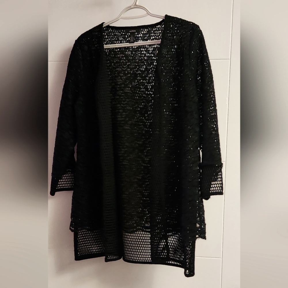 Alfani Black Mesh Knit Cardigan